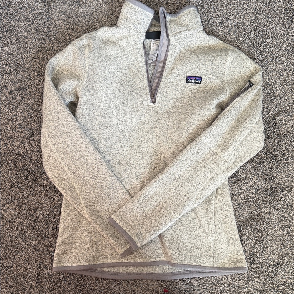 Patagonia Light Gray Heather Quarter-Zip Pullover Sweater